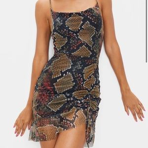 PLT MESH SNAKESKIN PRINT DRESS